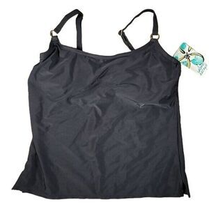 Island Escape Underwire Tankini Swimsuit Top Sz M/D-cup
